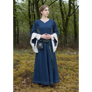Late medieval dress or Bliaut Amal blue/natural white size XL