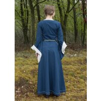 Late medieval dress or Bliaut Amal blue/natural white size XL