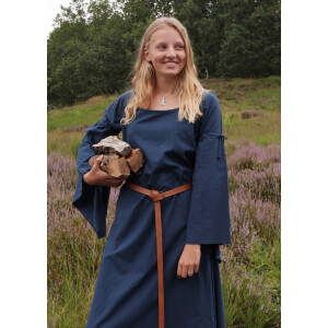 Medieval dress Burglinde with trumpet sleeves blue size M