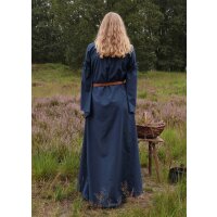 Mittelalter-Kleid Blau mit Trompetenärmeln, Burglinde Größe M