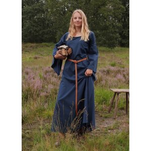 Mittelalter-Kleid Blau mit Trompetenärmeln, Burglinde Größe L