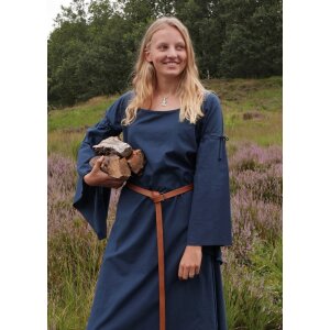 Medieval dress Burglinde with trumpet sleeves blue size L