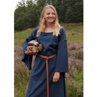 Medieval dress Burglinde with trumpet sleeves blue size L