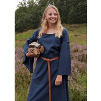 Mittelalter-Kleid Blau mit Trompetenärmeln, Burglinde Größe XL
