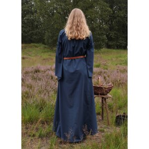 Mittelalter-Kleid Blau mit Trompetenärmeln, Burglinde Größe XXL