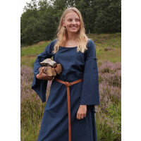 Mittelalter-Kleid Blau mit Trompetenärmeln, Burglinde Größe XXL