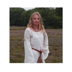 Medieval dress Burglinde with trumpet sleeves natural white size S