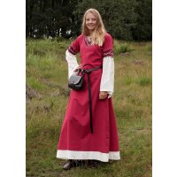 Hochmittelalterkleid Alvina mit Trompetenärmeln Rot/Natur Größe S