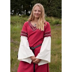 High medieval dress Alvina with trumpet sleeves red/nature size M