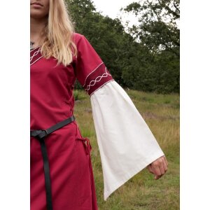High medieval dress Alvina with trumpet sleeves red/nature size XL