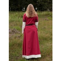 High medieval dress Alvina with trumpet sleeves red/nature size XL