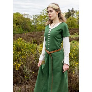 Kurzärmelige Cotehardie Mittelalter Kleid Ava grün M