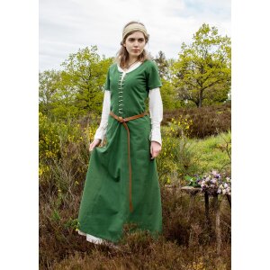 Kurzärmelige Cotehardie Mittelalter Kleid Ava grün XL