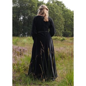 Spätmittelalter-Kleid Isabell Samt Cotehardie Schwarz Größe M