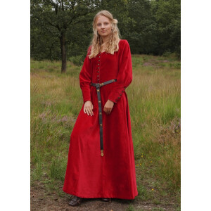 Spätmittelalter-Kleid Isabell Samt Cotehardie Rot Größe S