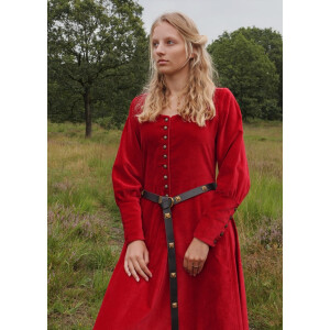 Spätmittelalter-Kleid Isabell Samt Cotehardie Rot Größe S