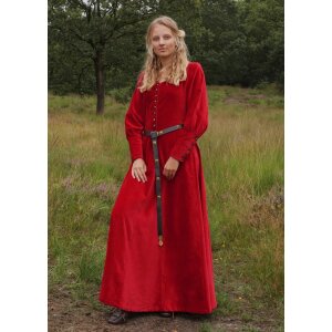 Spätmittelalter-Kleid Isabell Samt Cotehardie Rot Größe M