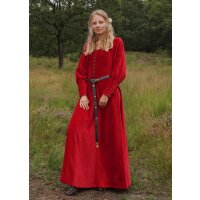 Spätmittelalter-Kleid Isabell Samt Cotehardie Rot Größe XL