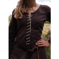 Cotehardie late medieval dress Ava long sleeve brown size L