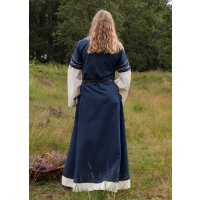 High medieval dress Alvina with trumpet sleeves blue/natural white size S
